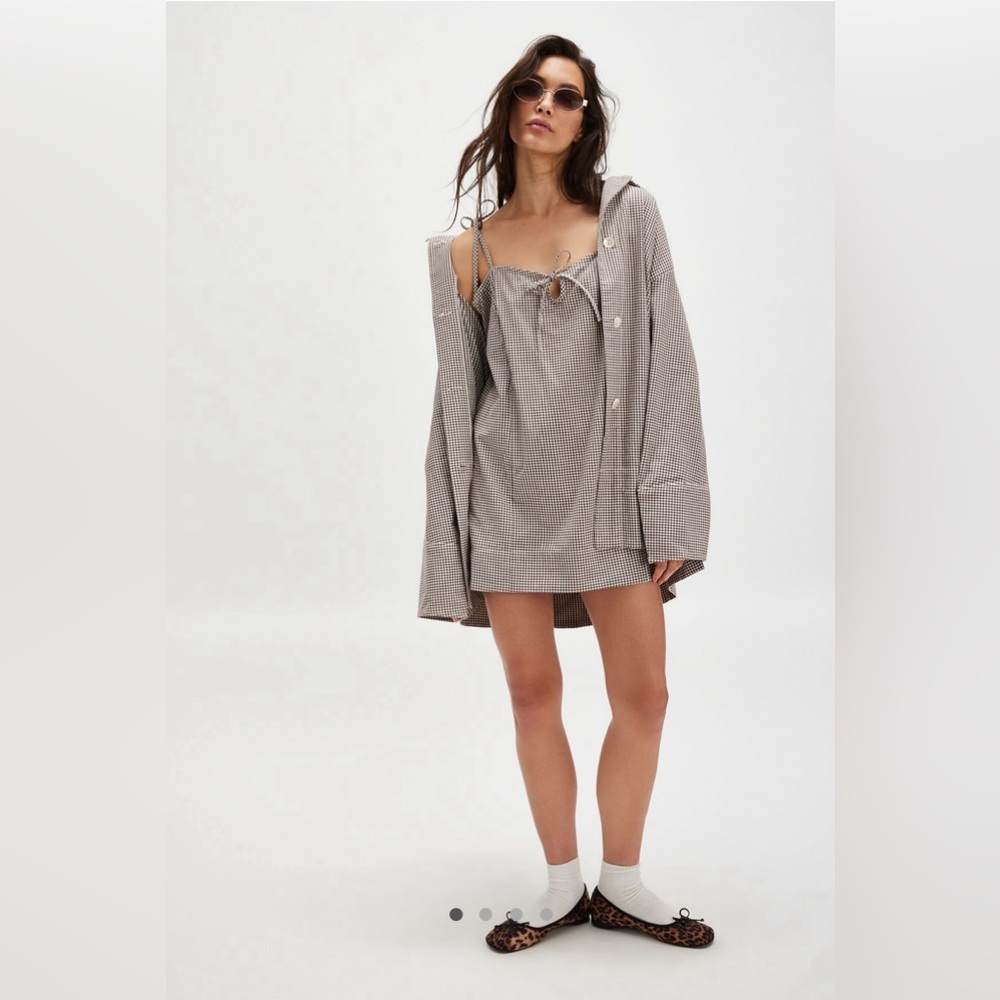 Free People brown Checkered Dress with jacket